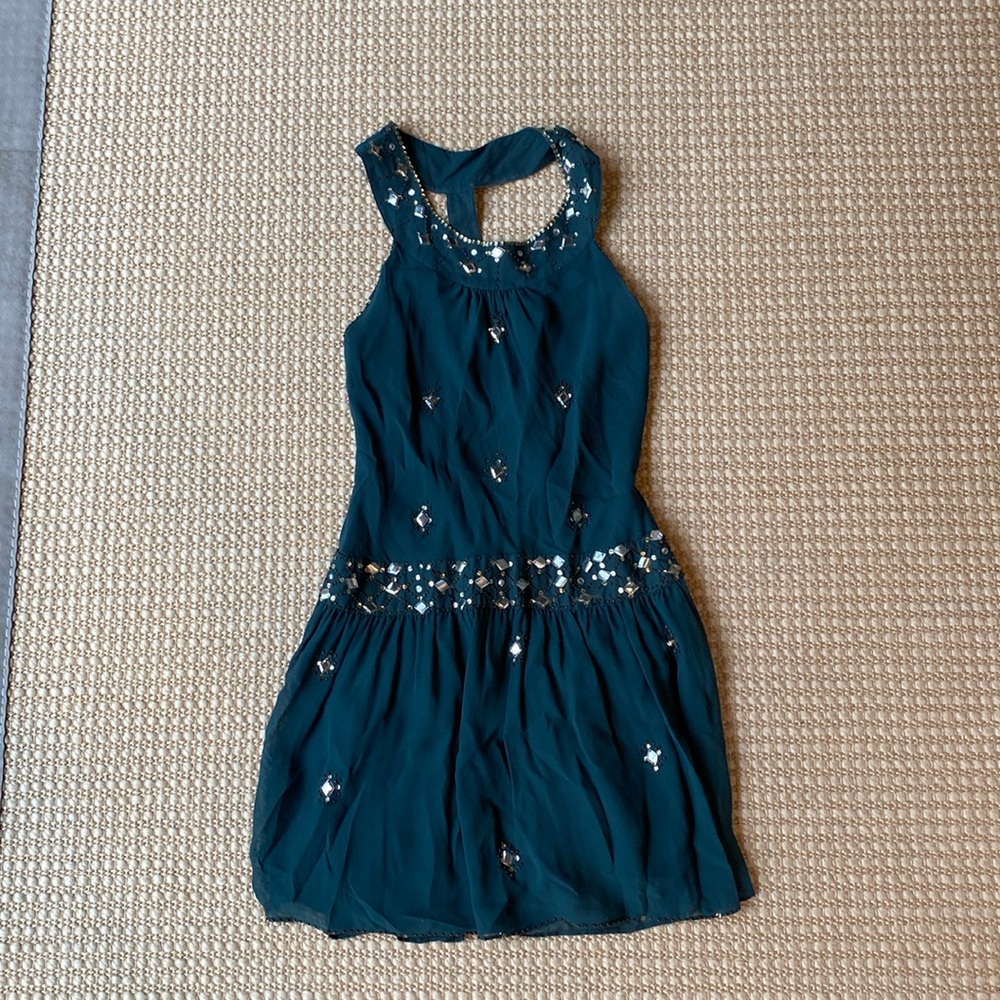 Silk dress with beading detail